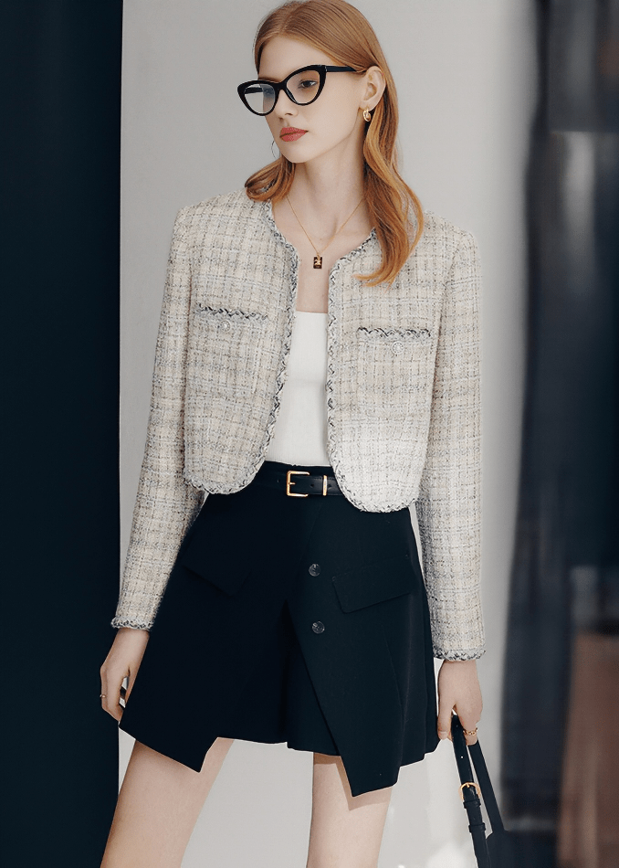 FRAYED EDGE CROPPED BLAZER - Vera Lumina