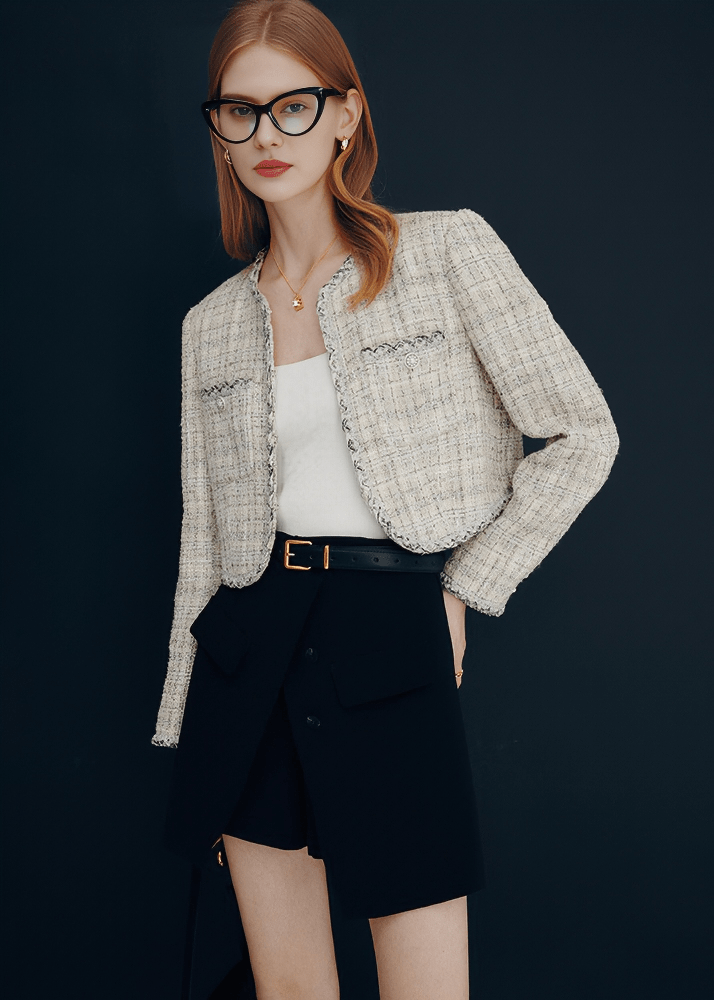 FRAYED EDGE CROPPED BLAZER - Vera Lumina