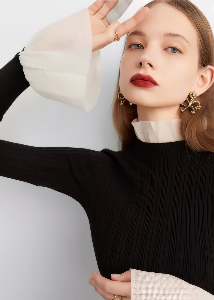 Frilled Ribbed Turtleneck Knit - Vera Lumina