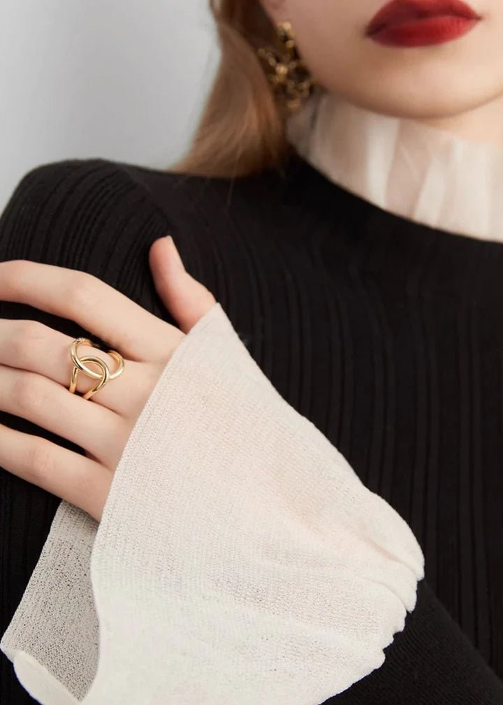 Frilled Ribbed Turtleneck Knit - Vera Lumina