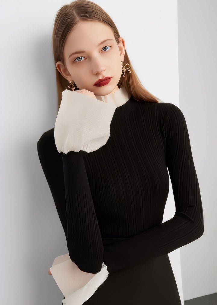 Frilled Ribbed Turtleneck Knit - Vera Lumina