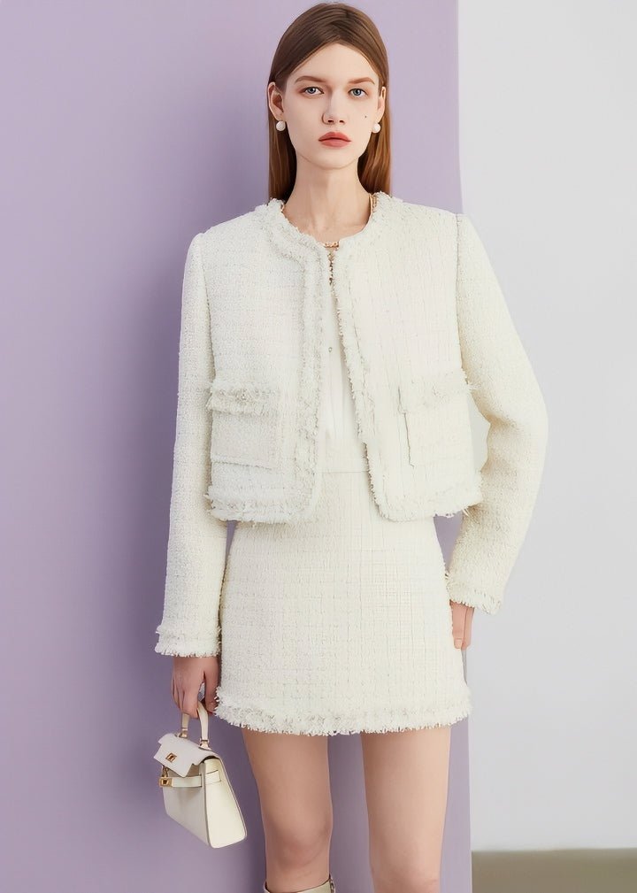 Fringed Tweed Jacket - Vera Lumina