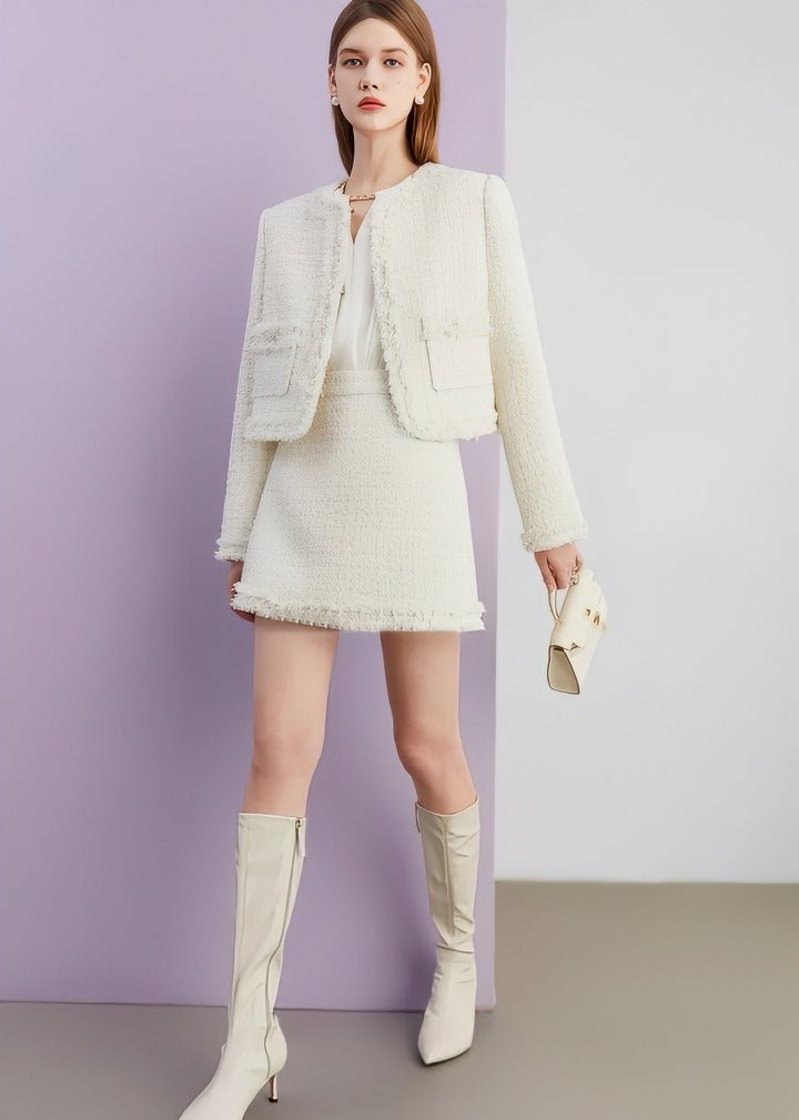 Fringed Tweed Jacket - Vera Lumina