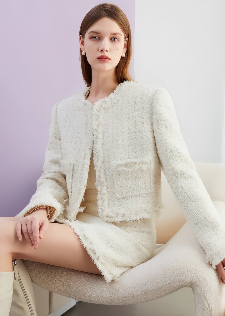 Fringed Tweed Jacket - Vera Lumina