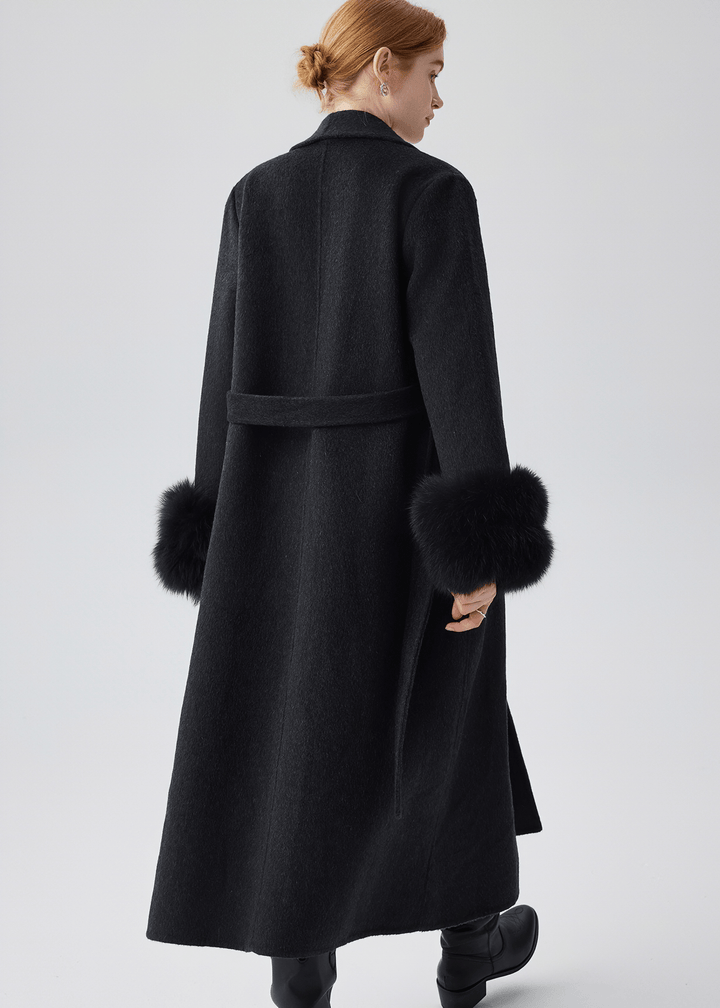 FUR CUFF ROBE COAT - Vera Lumina