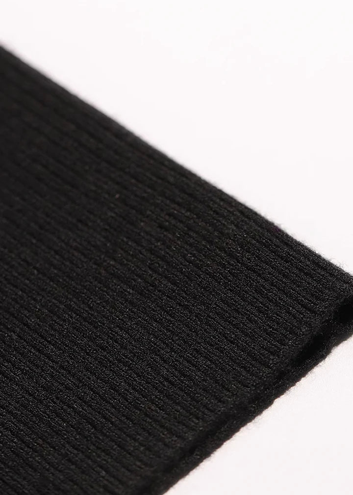 Fur - Trimmed Heart Neck Ribbed Knit Top - Vera Lumina