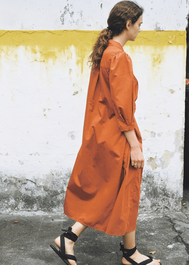 GATHERED FRONT BUTTON DRESS - Vera Lumina
