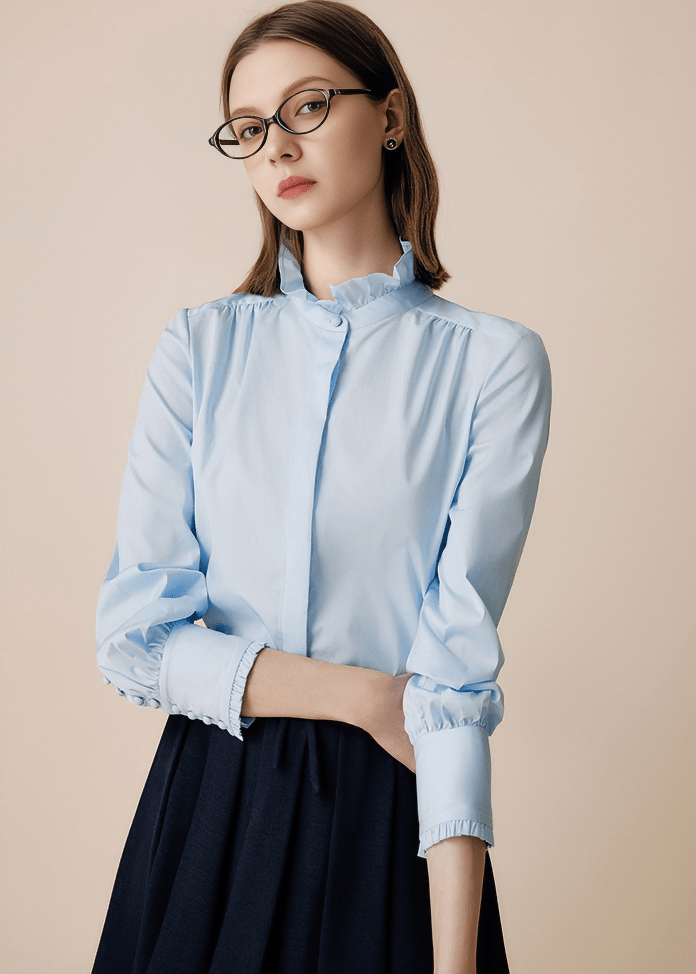 GATHERED MOCK NECK BLOUSE - Vera Lumina