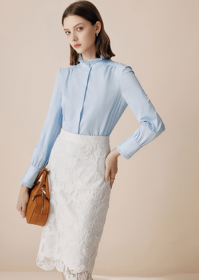 GATHERED MOCK NECK BLOUSE - Vera Lumina
