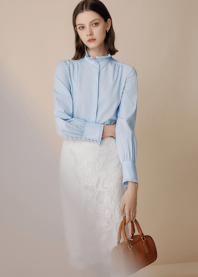 GATHERED MOCK NECK BLOUSE - Vera Lumina