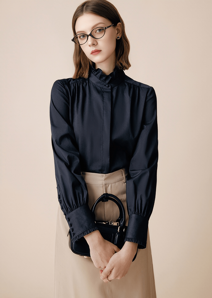 GATHERED MOCK NECK BLOUSE - Vera Lumina