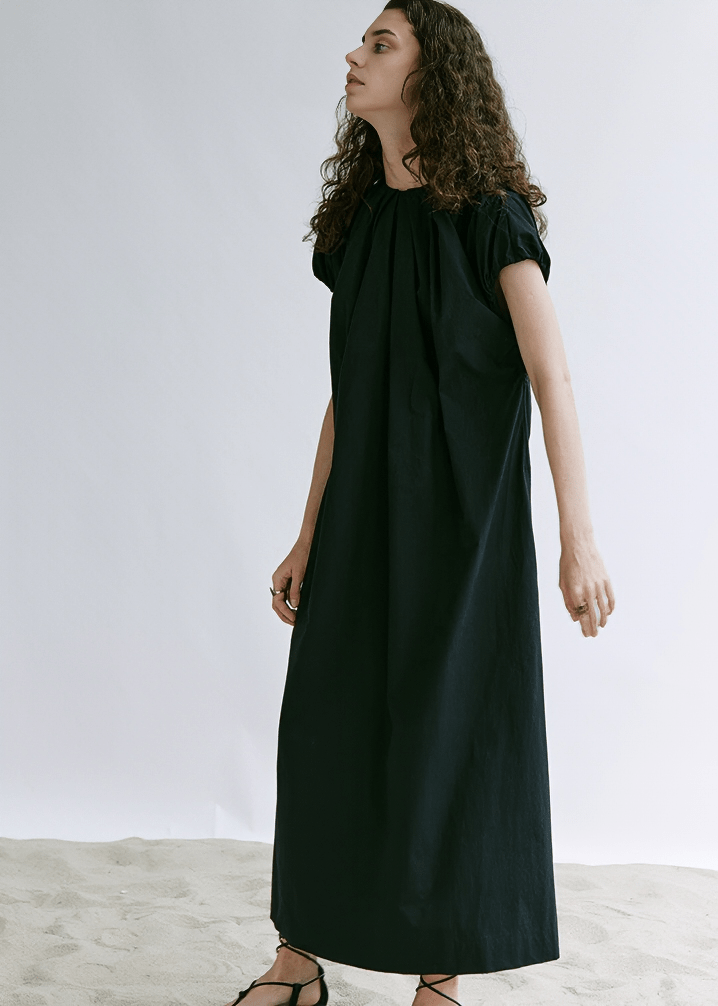 GATHERED NECK COCOON MAXI DRESS - Vera Lumina