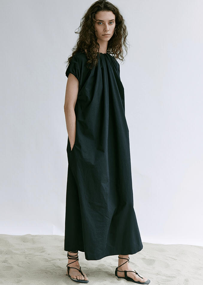 GATHERED NECK COCOON MAXI DRESS - Vera Lumina
