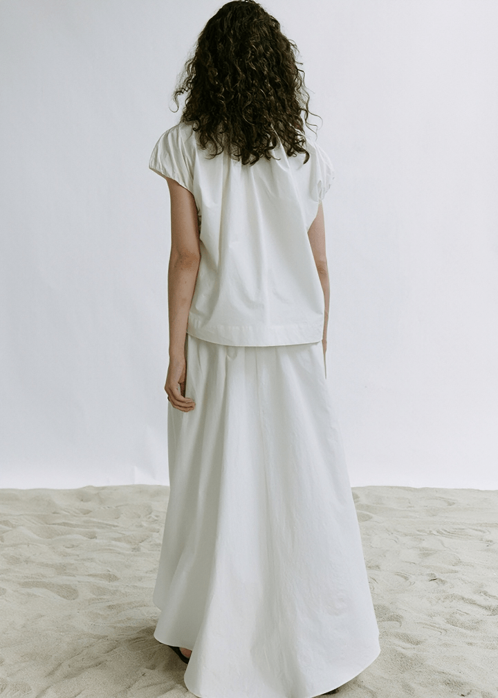 GATHERED NECKLINE CAP SLEEVE TOP - Vera Lumina