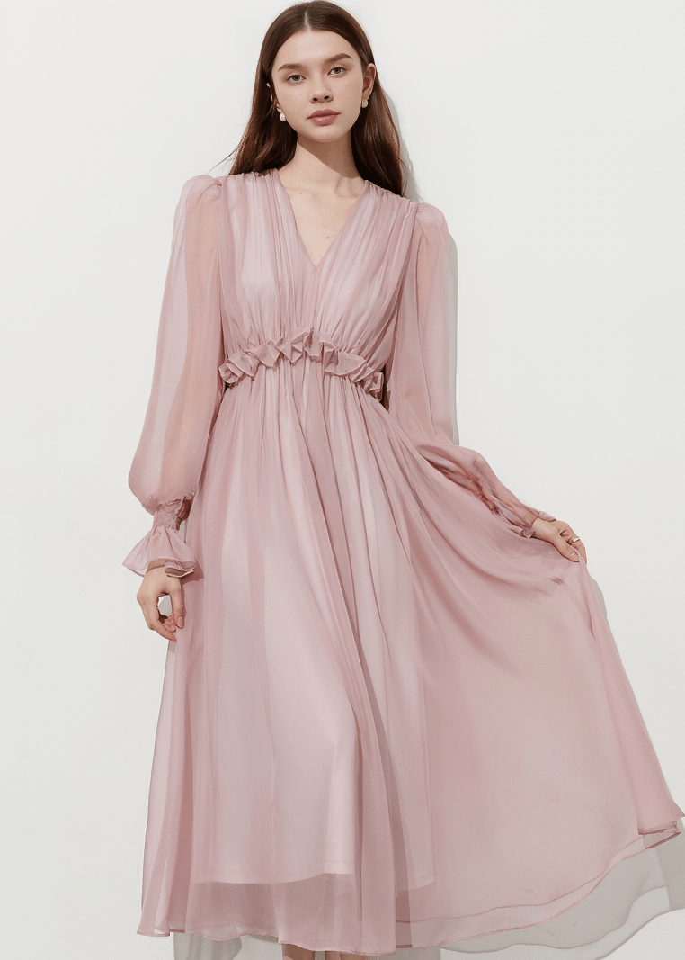 GATHERED WAIST ETHEREAL MAXI DRESS - Vera Lumina