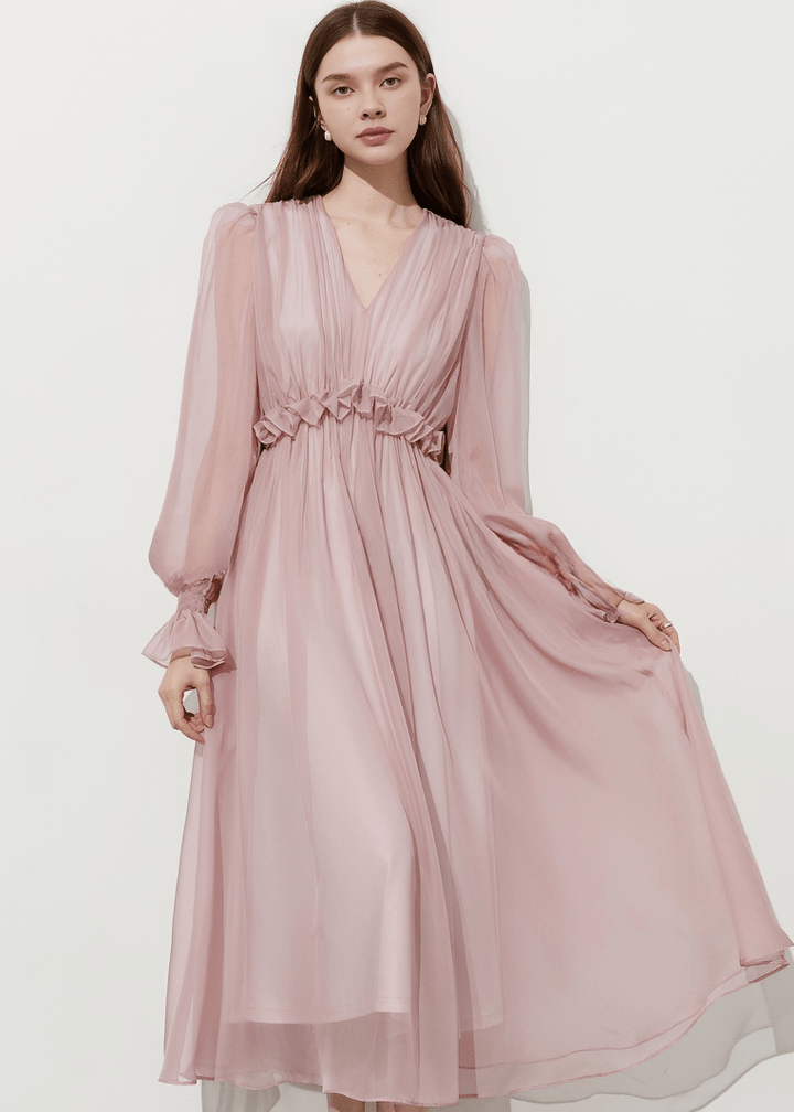 GATHERED WAIST ETHEREAL MAXI DRESS - Vera Lumina