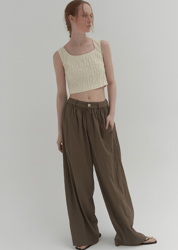 GATHERED WAIST PALAZZO PANTS - Vera Lumina