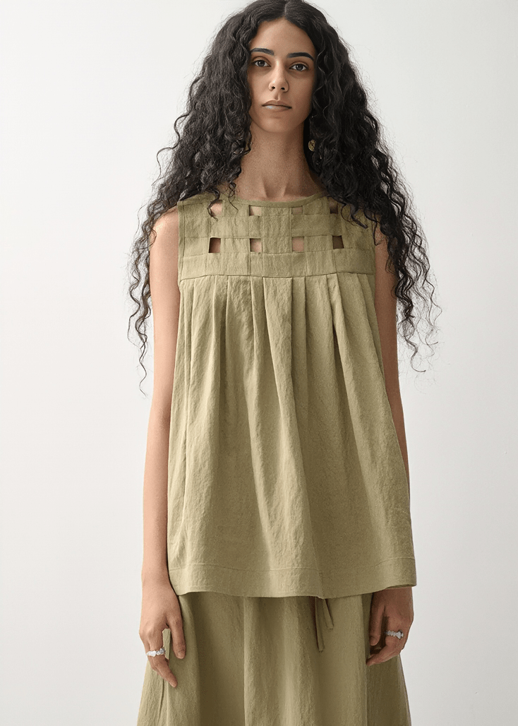 GEOMETRIC CUTOUT SLEEVELESS TUNIC - Vera Lumina