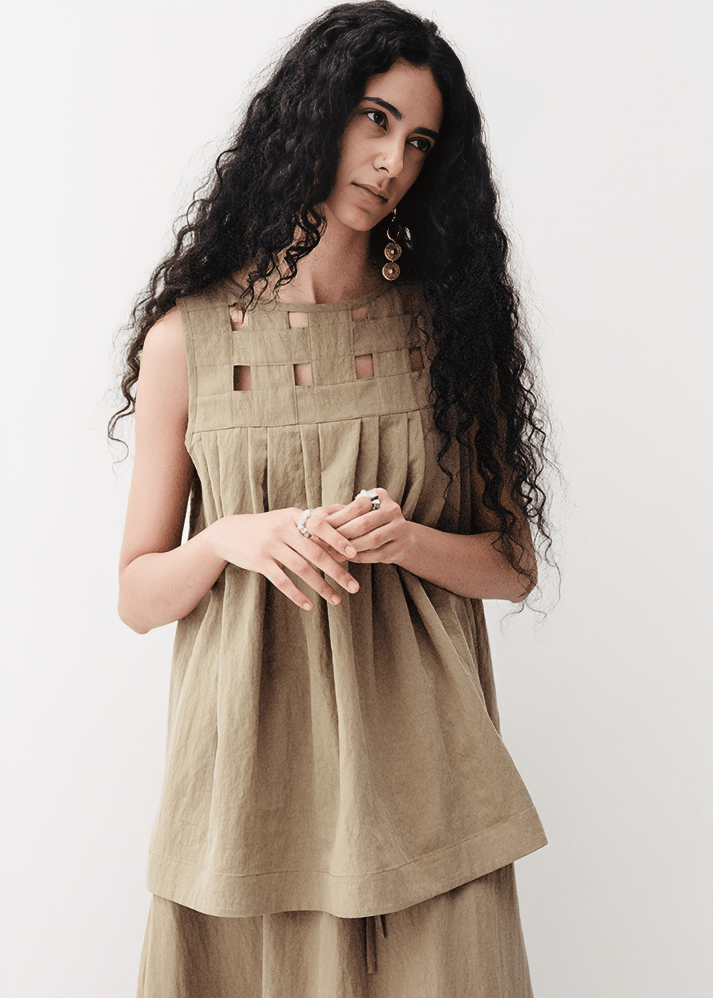 GEOMETRIC CUTOUT SLEEVELESS TUNIC - Vera Lumina