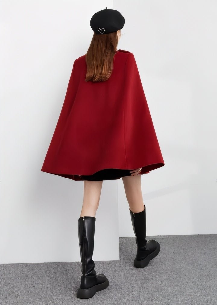 Gold Button Classic Cape Coat - Vera Lumina