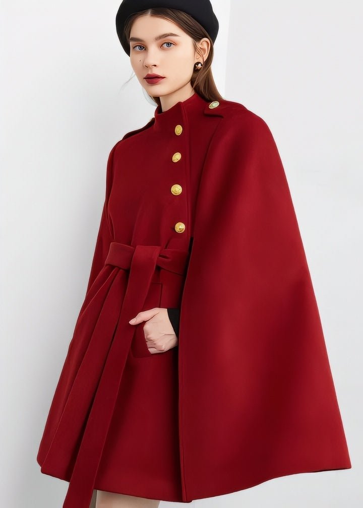 Gold Button Classic Cape Coat - Vera Lumina