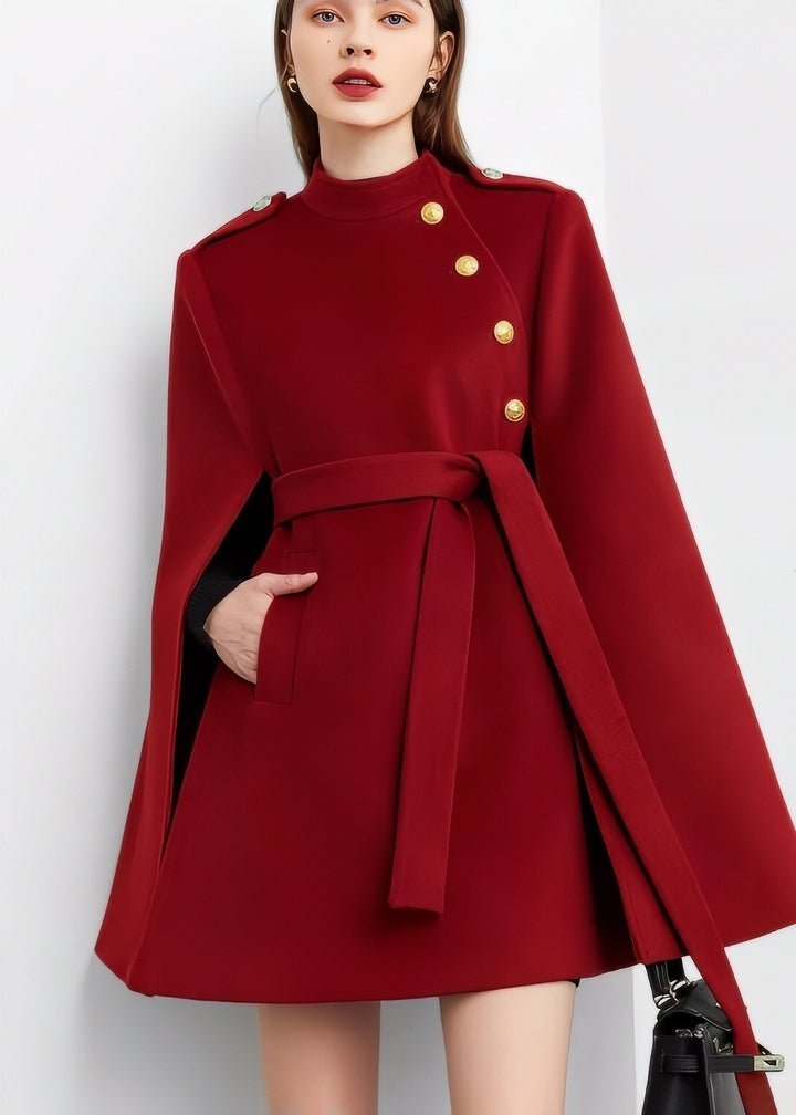 Gold Button Classic Cape Coat - Vera Lumina