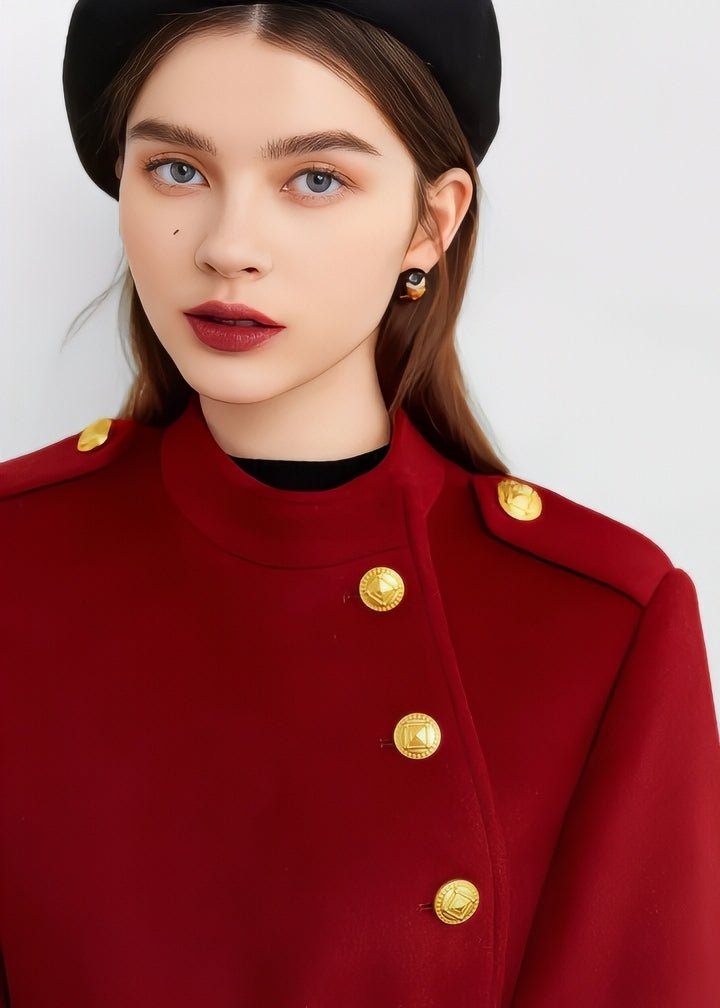 Gold Button Classic Cape Coat - Vera Lumina