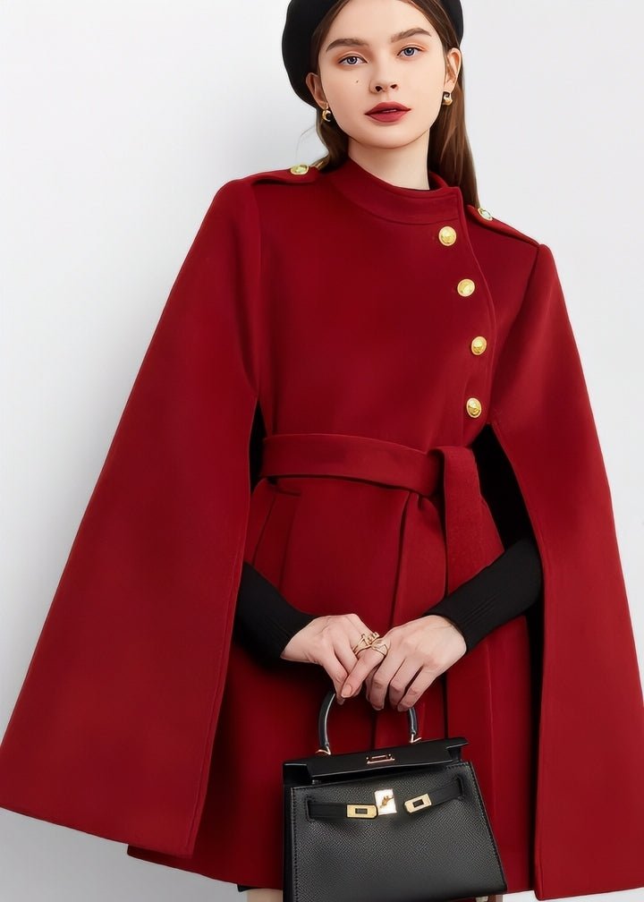Gold Button Classic Cape Coat - Vera Lumina
