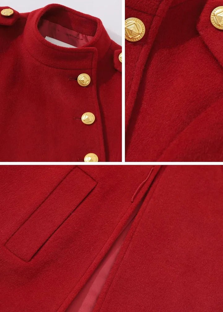 Gold Button Classic Cape Coat - Vera Lumina