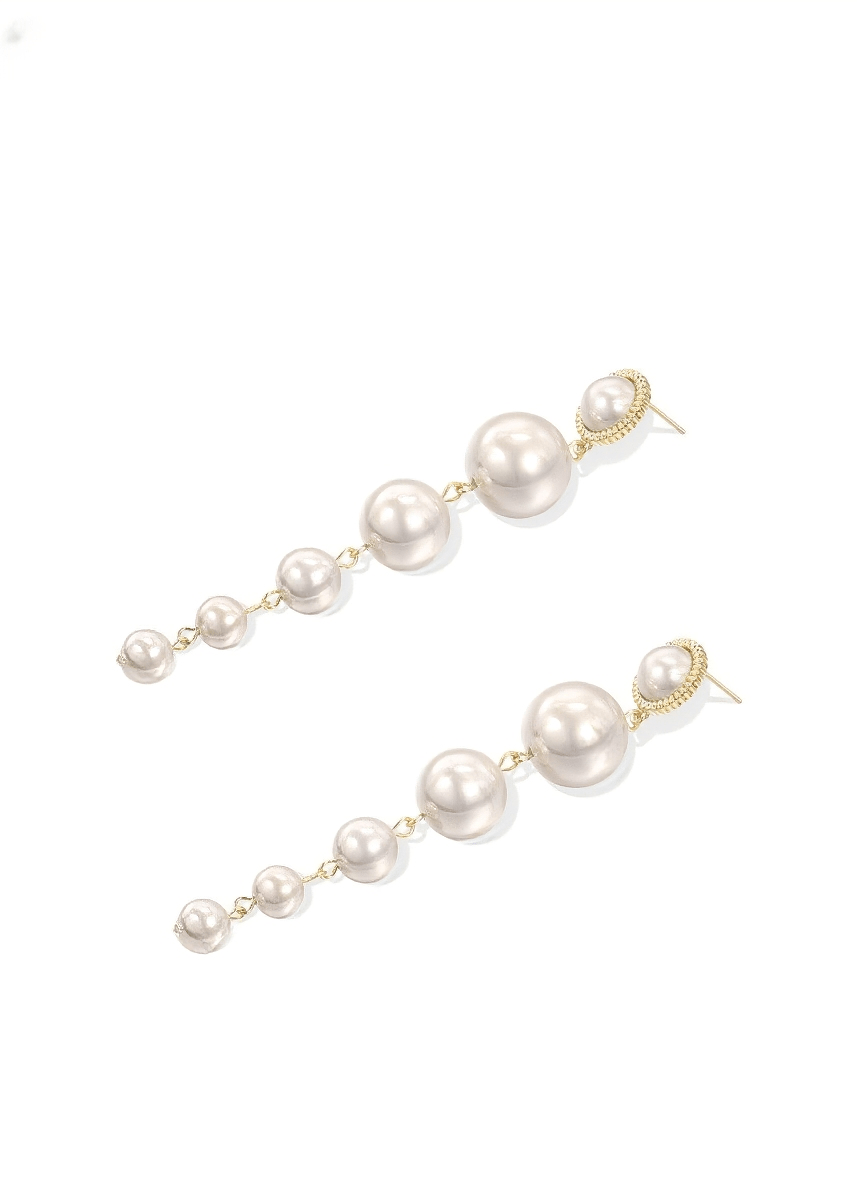 GRANDE CASCADE PEARL PIERCED EARRINGS - Vera Lumina