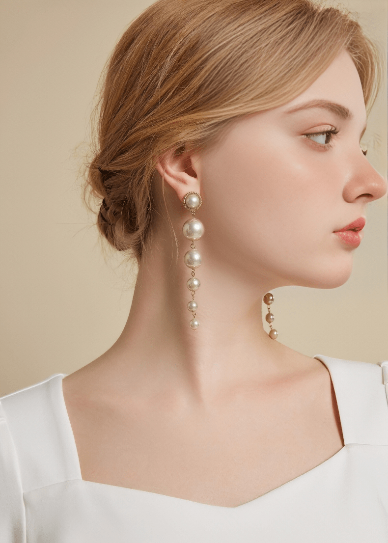 GRANDE CASCADE PEARL PIERCED EARRINGS - Vera Lumina