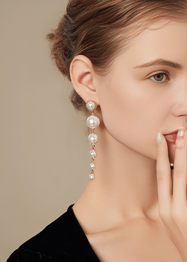 GRANDE CASCADE PEARL PIERCED EARRINGS - Vera Lumina