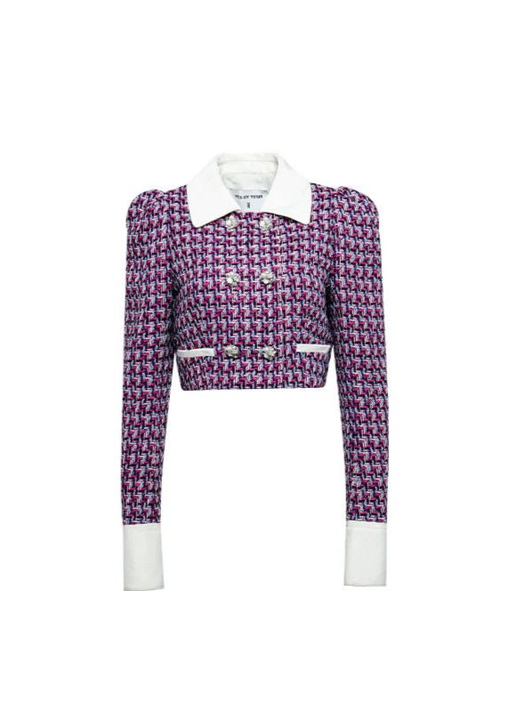 grid plaid tweed pattern jacket skirt - Vera Lumina