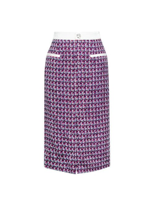 grid plaid tweed pattern jacket skirt - Vera Lumina