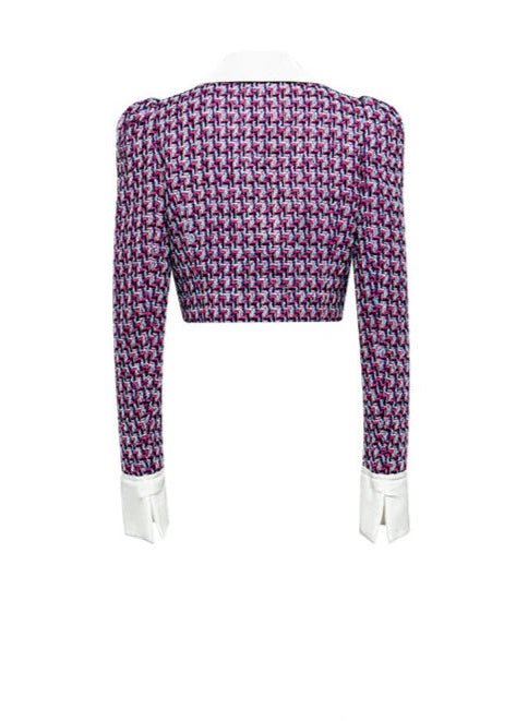 grid plaid tweed pattern jacket skirt - Vera Lumina
