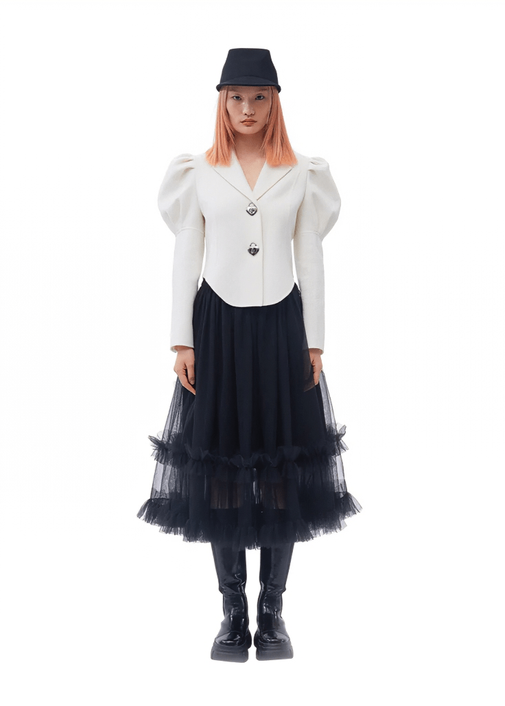 heart lock woolen short coat - Vera Lumina