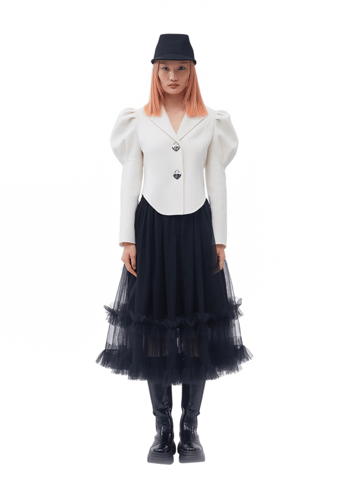 heart lock woolen short coat - Vera Lumina