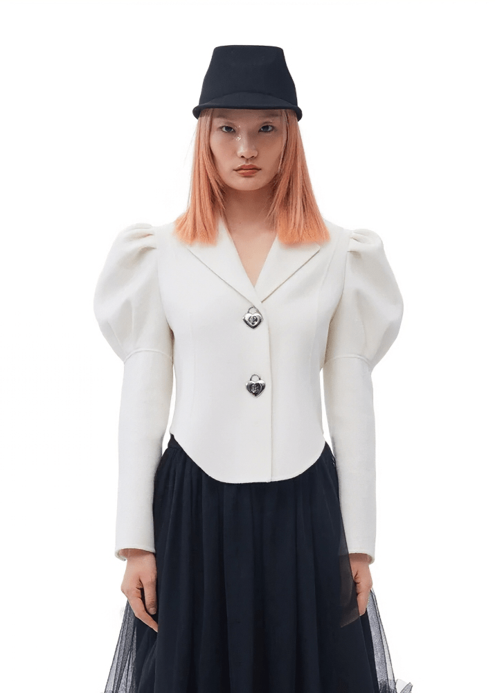 heart lock woolen short coat - Vera Lumina