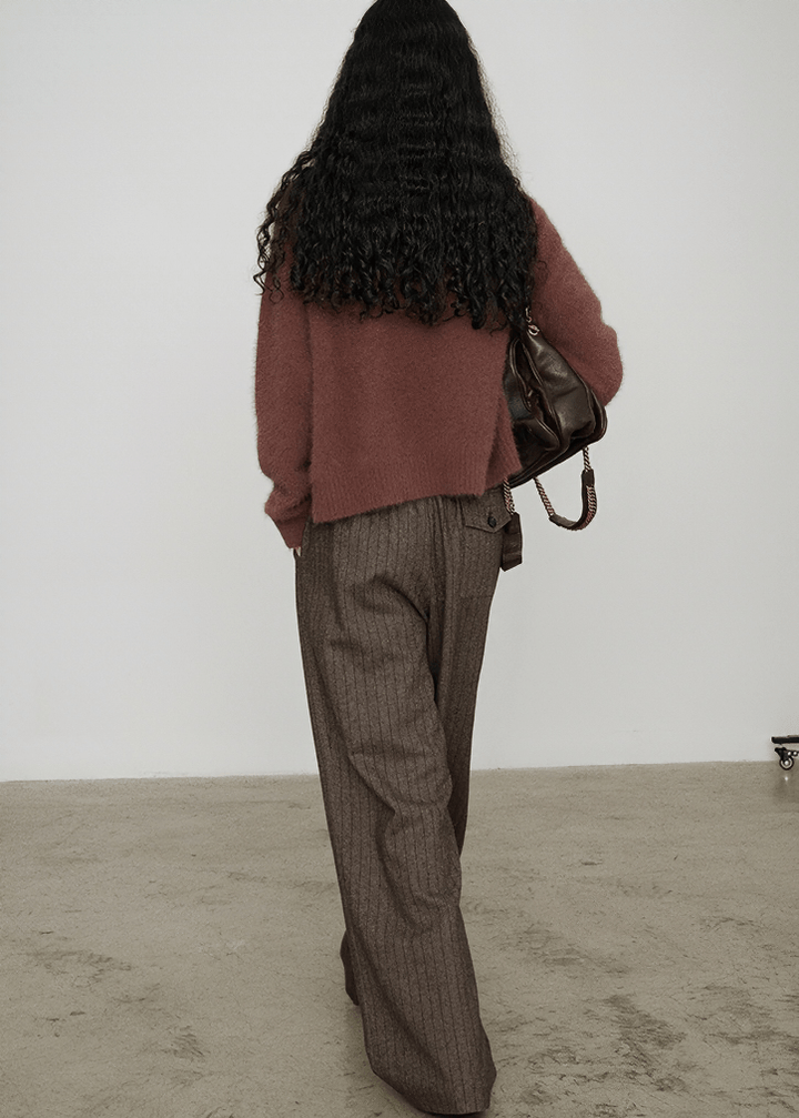 HERRINGBONE EASY WIDE PANTS - Vera Lumina
