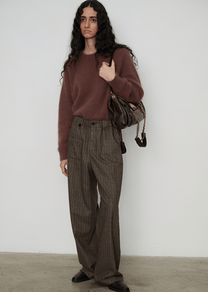 HERRINGBONE EASY WIDE PANTS - Vera Lumina