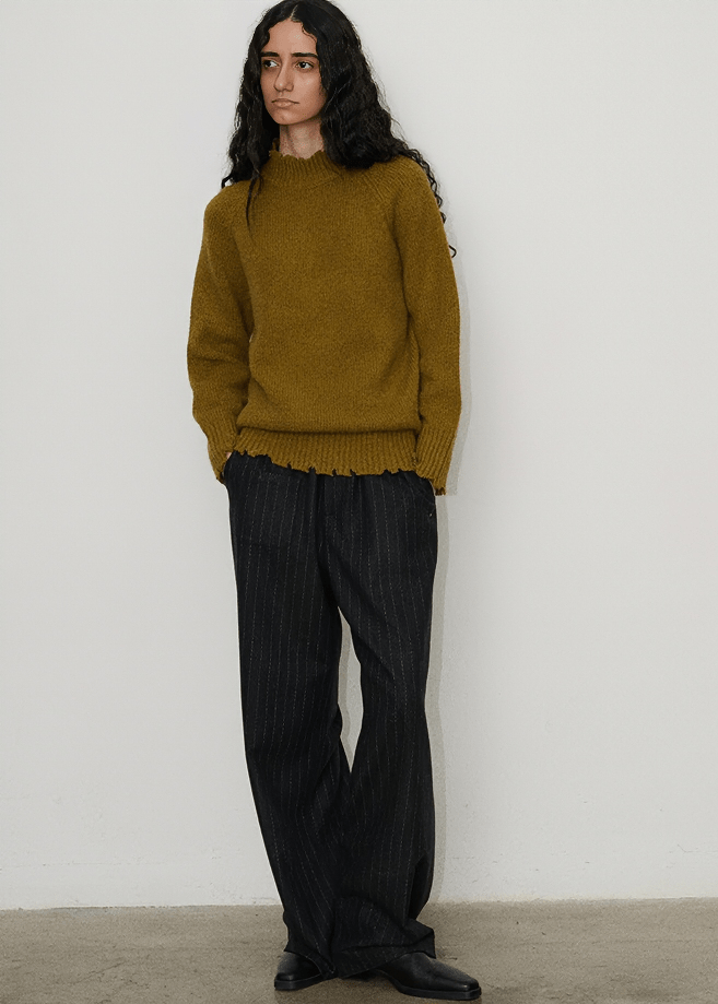 HERRINGBONE EASY WIDE PANTS - Vera Lumina