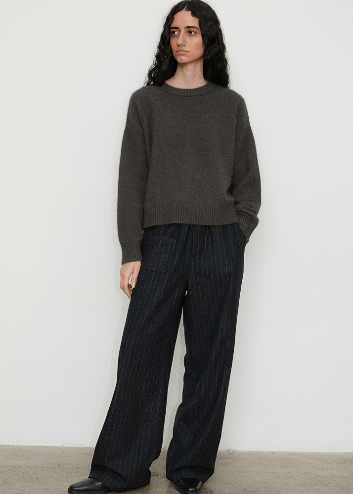 HERRINGBONE EASY WIDE PANTS - Vera Lumina
