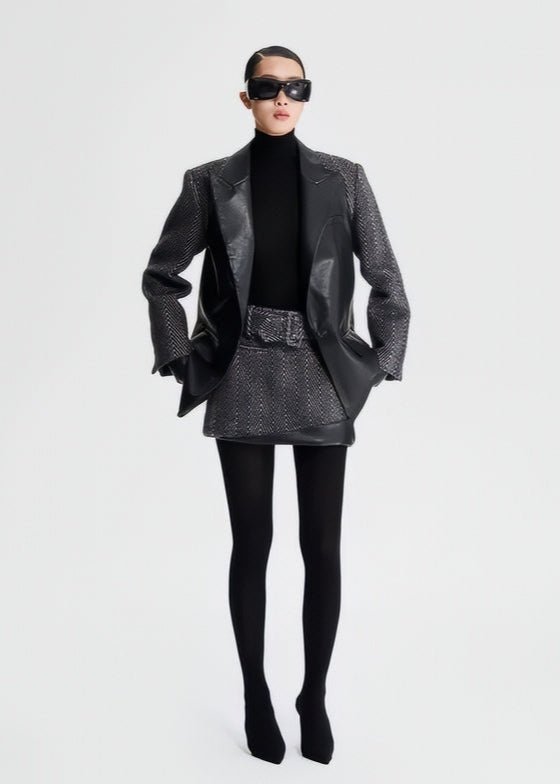 HERRINGBONE WINTER A - LINE short mini SKIRT - Vera Lumina