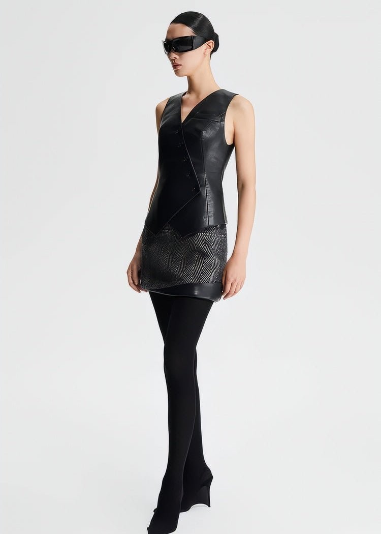 HERRINGBONE WINTER A - LINE short mini SKIRT - Vera Lumina