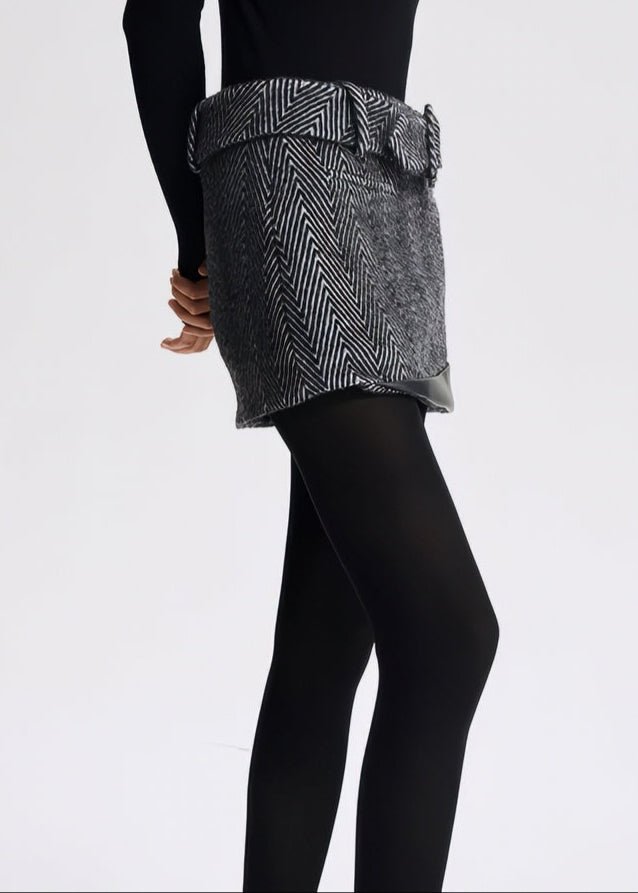 HERRINGBONE WINTER A - LINE short mini SKIRT - Vera Lumina