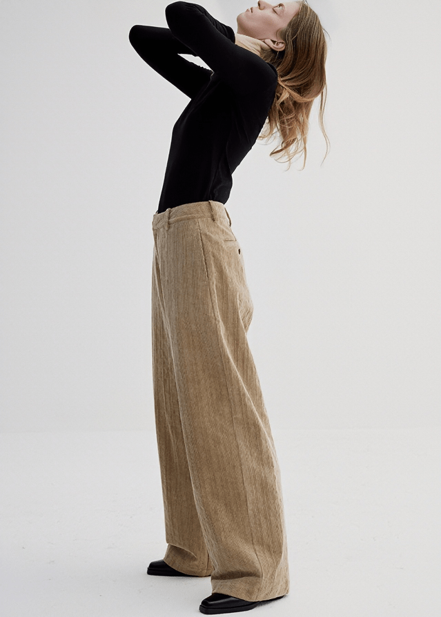 HIGH WAIST PLEATED WIDE LEG TROUSERS - Vera Lumina