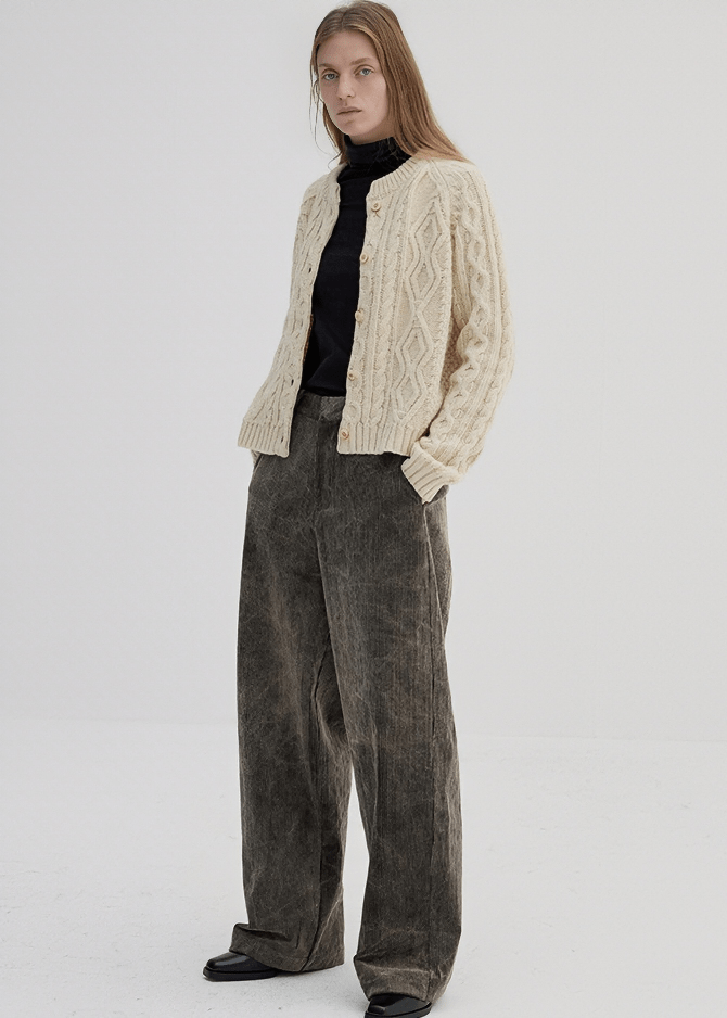 HIGH WAIST PLEATED WIDE LEG TROUSERS - Vera Lumina