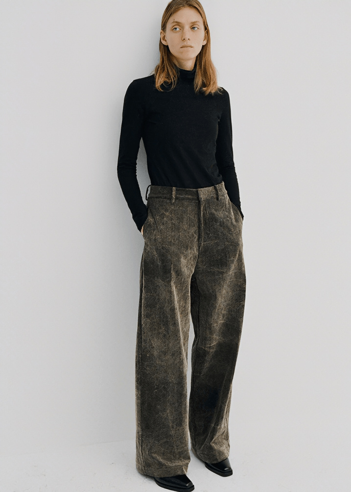 HIGH WAIST PLEATED WIDE LEG TROUSERS - Vera Lumina