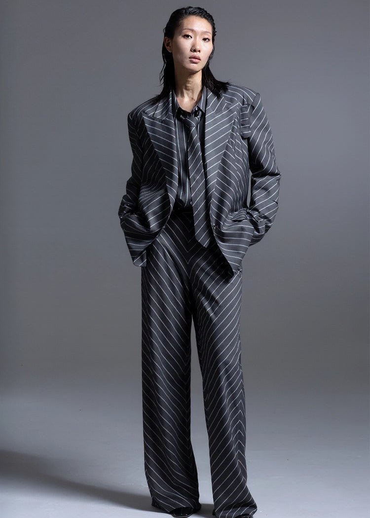 highend oblique stripe shaped suit jacket - Vera Lumina