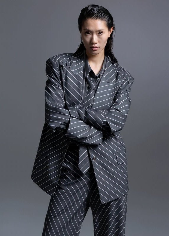 highend oblique stripe shaped suit jacket - Vera Lumina